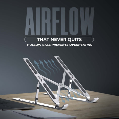 Intex Laptop Stand |  7 Adjustable Height Levels  (Metal & Silicone)